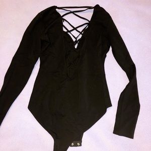 Criss-Cross Black Body Suit